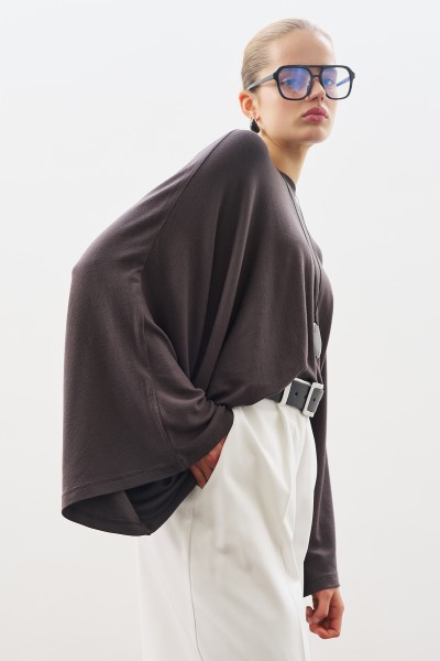 PELERİN TARZ BLUZ ANTRASİT 