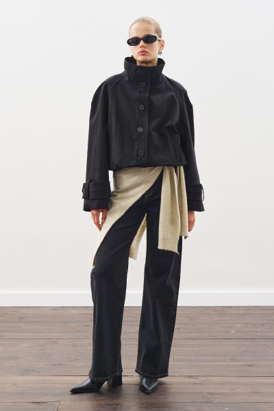 TRENÇ TARZ BOMBER CEKET SİYAH 