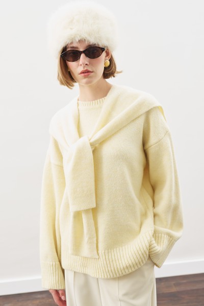 WIDE COLLAR KNITWEAR SHAWL YELLOW 