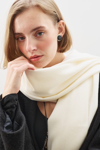 CASHMERE TEXTURED SHAWL ECRU 