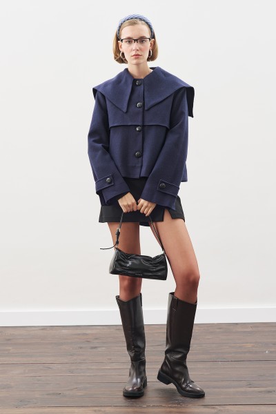 DÜĞME DETAYLI KAŞE CEKET LACİVERT 