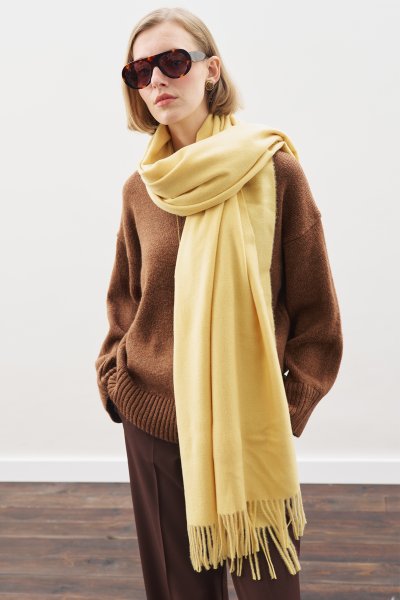 CASHMERE TEXTURED SHAWL YELLOW 