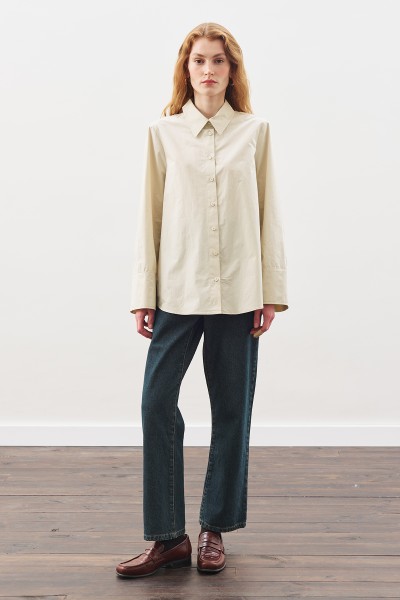 GENİŞ MANŞETLİ KLASİK GÖMLEK BEJ 