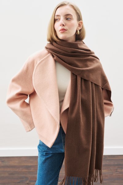 CASHMERE TEXTURED SHAWL BROWN 