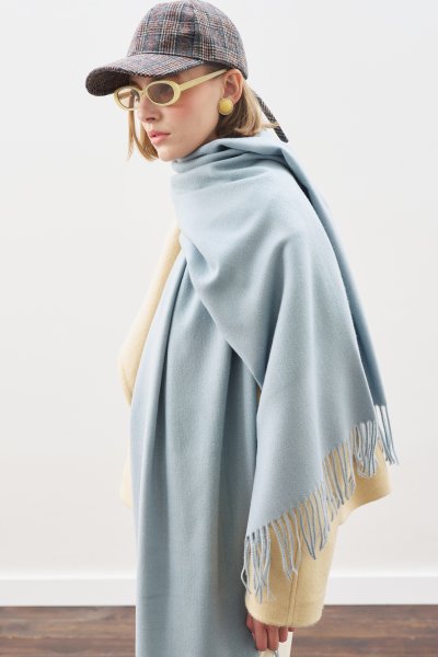 CASHMERE TEXTURED SHAWL BLUE 