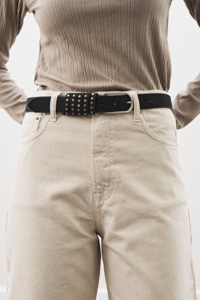 STUD DETAIL BELT BLACK 
