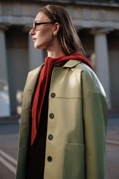 KLASİK KESİM DERİ CEKET SARI 