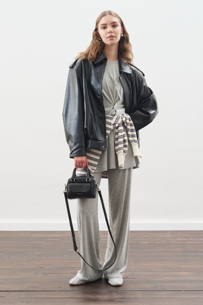 DÜĞÜM TASARIMLI PANTOLONLU TAKIM GRİ MELANJ 