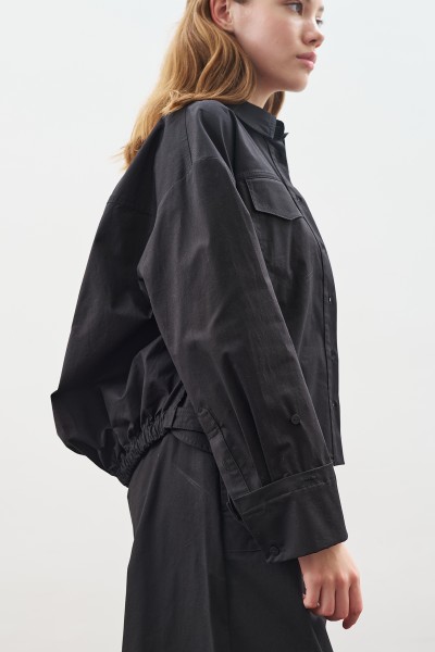 DİKİŞ DETAYLI BOMBER GÖMLEK SİYAH 