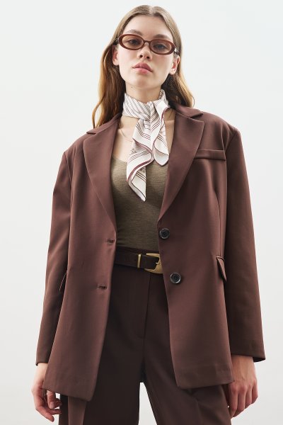 OVERSIZE KESİM BLAZER CEKET ACI KAHVE 