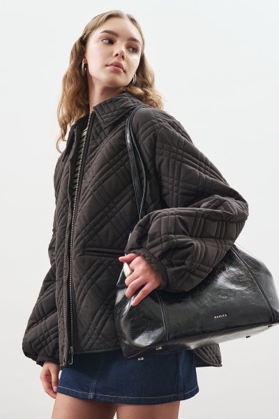 BALON KOL DETAYLI KAPİTONE MONT SİYAH 