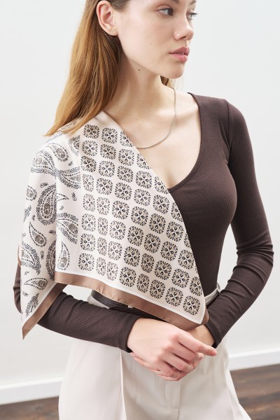 PATTERNED MEDIUM SATIN SCARF SAIRA 