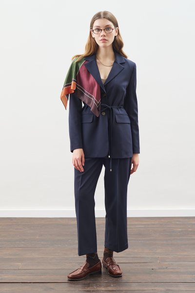 KUŞAKLI TEK DÜĞMELİ BLAZER CEKET LACİVERT 