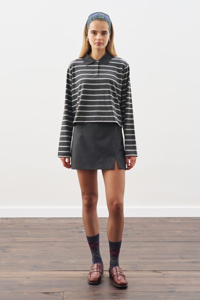 POLO YAKA ÇİZGİLİ TSHIRT ANTRASİT 