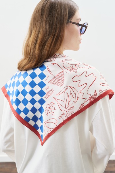 PATTERNED MEDIUM SATIN SCARF DIVINE 