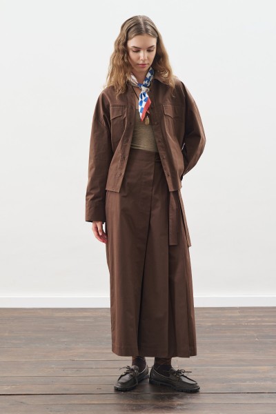 DİKİŞ DETAYLI BOMBER GÖMLEK KAHVERENGİ 