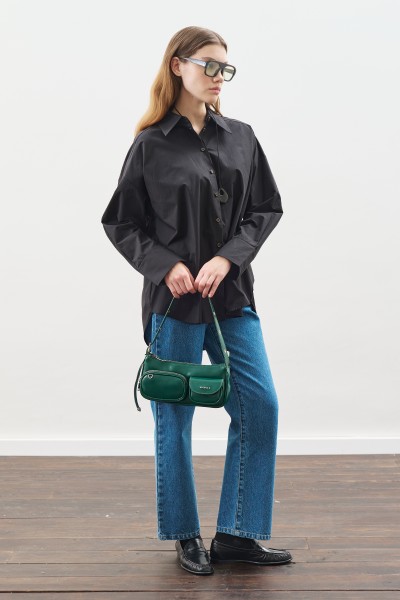 TASARIM DETAYLI OVERSIZE GÖMLEK SİYAH 