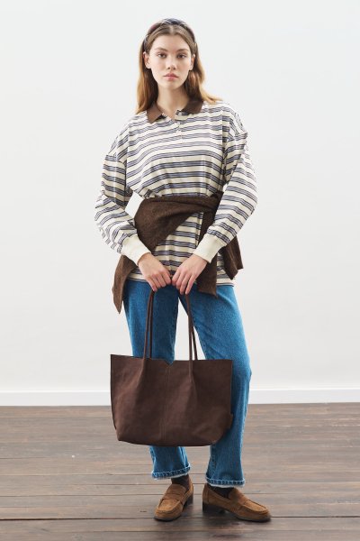 POLO YAKA OVERSIZE TSHIRT MAVİ 