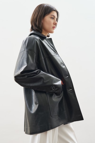 CLASSIC CUT LEATHER JACKET BLACK 