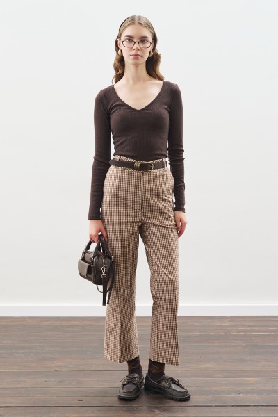 FLARE KESİM PANTOLON EKOSE 