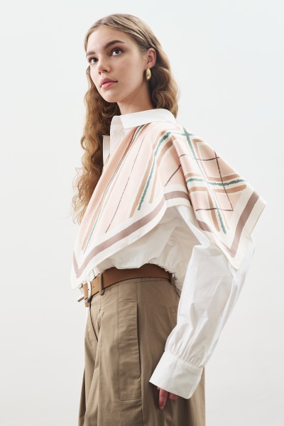 PATTERNED MEDIUM SATIN SCARF LEYA 