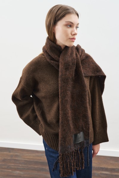 STRIPED DETAILED SCARF BROWN 