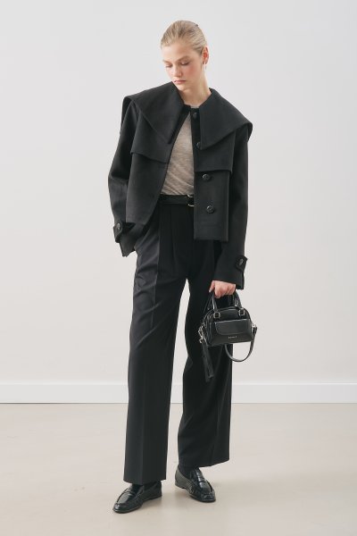 DÜĞME DETAYLI KAŞE CEKET SİYAH 