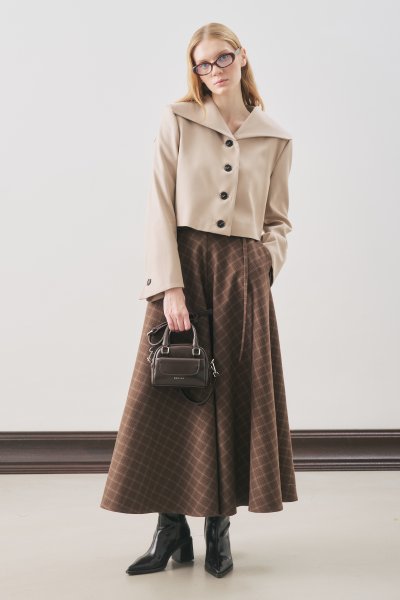 LOREN KISA GENİŞ YAKALI CEKET BEJ 