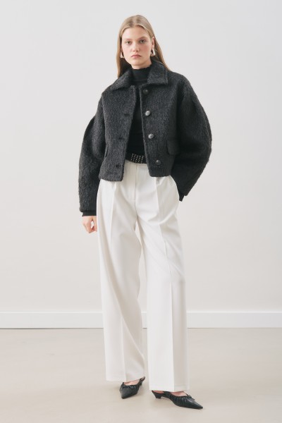 BOUCLE KISA KABAN SİYAH 