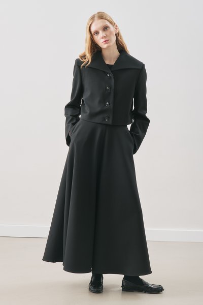 LOREN KISA GENİŞ YAKALI CEKET SİYAH 