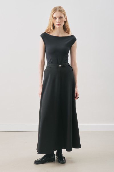 KEMER DETAYLI KLOŞ ETEK SİYAH 