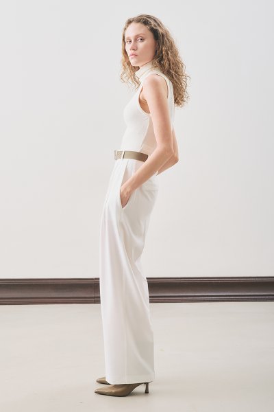 CLASSIC PİLELİ PANTOLON EKRU 