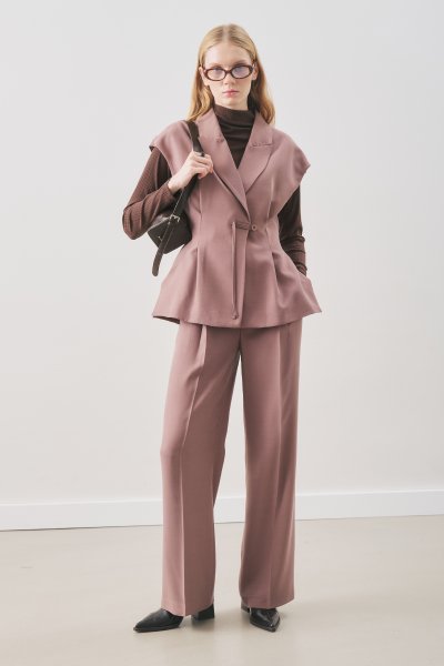 DÖKÜMLÜ TENCEL KEMERLİ YELEK GÜLKURUSU 