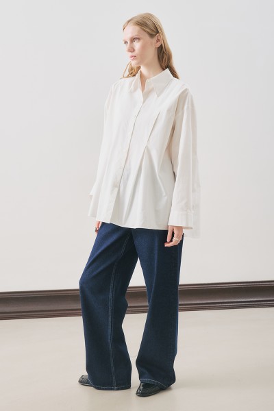 PARÇALI TASARIM GÖMLEK EKRU 