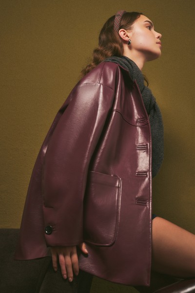 CLASSIC CUT LEATHER JACKET BURGUNDY 