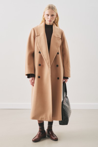 KRUVAZE YÜN PALTO SÜTLÜ KAHVE 