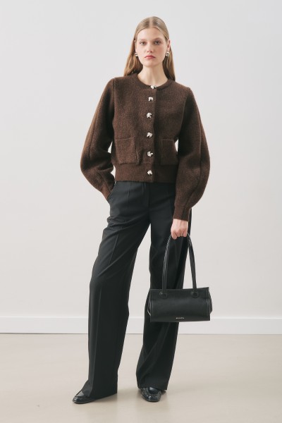 DÜĞME DETAYLI HIRKA KAHVERENGİ 