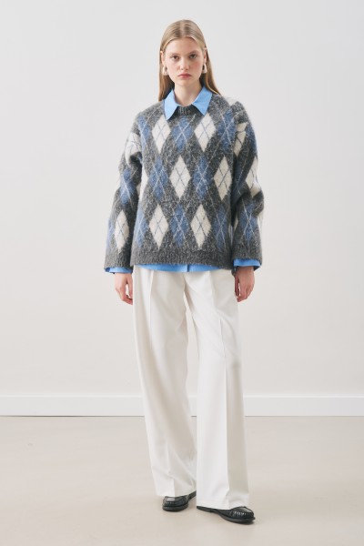 BAKLAVA DESENLİ TRİKO KAZAK ANTRASİT 