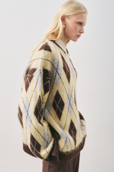 BAKLAVA DESENLİ TRİKO KAZAK MAVİ 