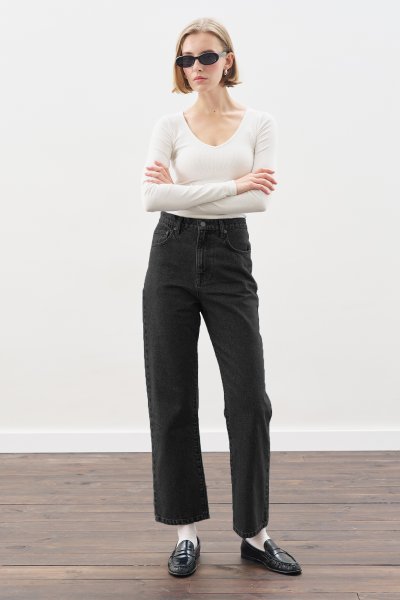 STRAIGHT ANKLE JEAN PANTOLON SİYAH 