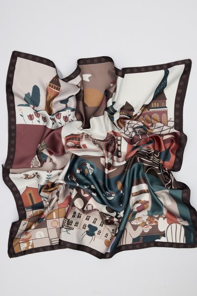 PATTERNED MEDIUM SATIN SCARF CITY 