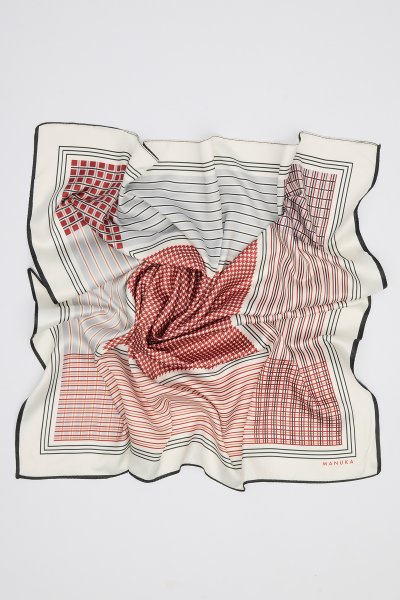 PATTERNED MEDIUM SATIN SCARF CLASSIC BURGUNDY