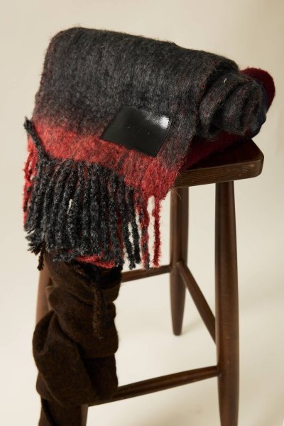 STRIPED DETAILED SCARF ANTHRACITE 