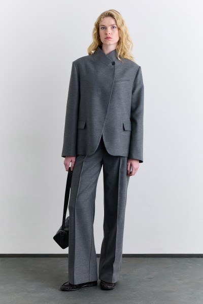 YÜKSEK YAKA BLAZER CEKET GRİ 