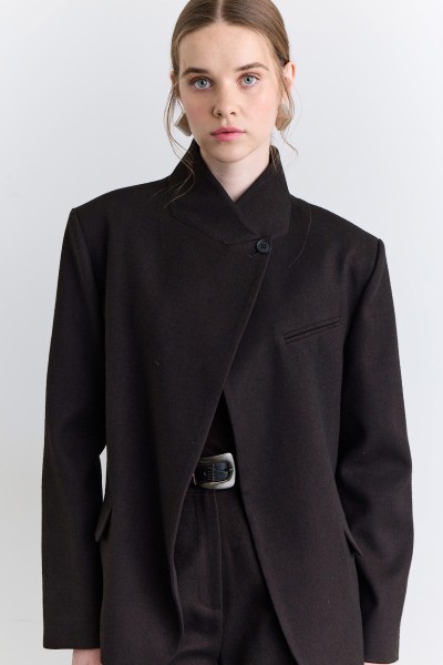 YÜKSEK YAKA BLAZER CEKET KAHVERENGİ 