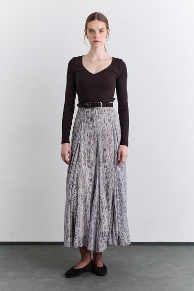 GENİŞ PARÇALI DESENLİ ETEK PUANTİYE 