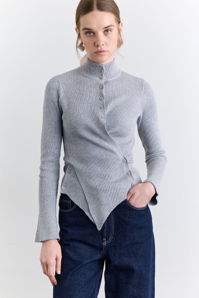 ÇAPRAZ KAPAMALI HIRKA GRİ 