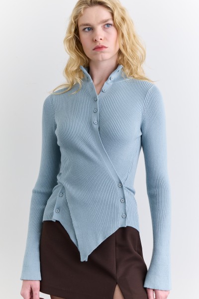 CROSSED FRONT CARDIGAN BLUE 