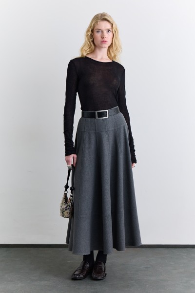 WIDE SKIRT WITH DART DETAILS GRAY 