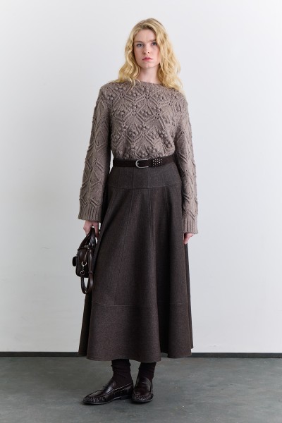 KUP DETAYLI GENİŞ ETEK VİZON 